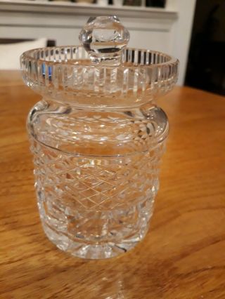 Vintage Signed Waterford Cut Crystal Lismore Lidded Jam Jelly Jar