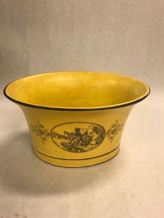 Vintage Planter Made In Italy Yellow Black Italian Oval Ceramic Centerpiece