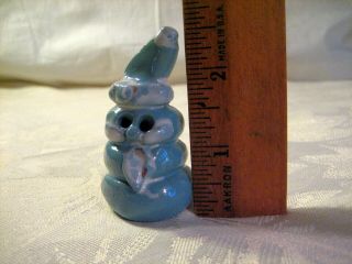 Rare Bybee Pottery Miniature 2 " Christmas Snowman Blue W White Accents Signed Bb