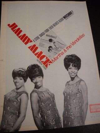Martha & The Vandellas Rare Preserved 1967 Promo Poster Ad Jimmy Mack
