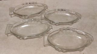 Vintage Glasbake Clear Glass Fish Shaped Dish J 2145 Set Of 4