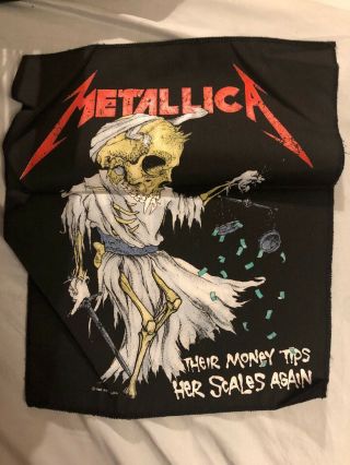 Metallica,  Back Patch,  Vintage,  1988,  Their Money Tips Her Scales Again,  Pushead