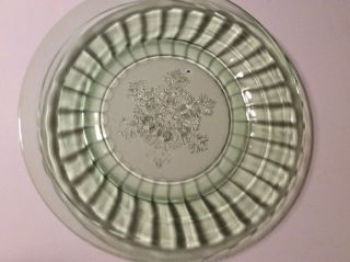 7 Vintage Green Block Depression Glass Dishes With Snowflake Pattern