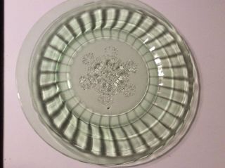 7 Vintage Green Block Depression Glass Dishes With Snowflake Pattern 3