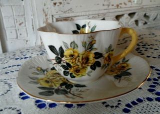 Vintage Shelley Dainty Bone China Tea Cup & Saucer England Yellow Roses