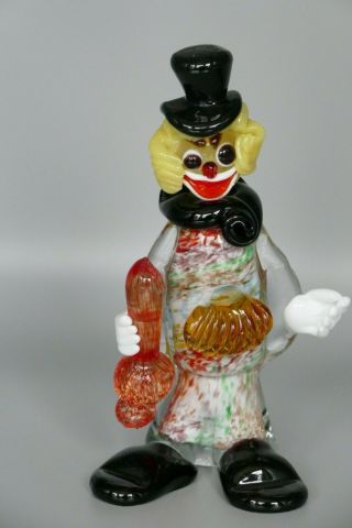 Vintage Murano Art Glass Clown W Label 61/2 " H