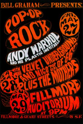 1966 Velvet Underground With Nico Concert Poster Fillmore S.  F.