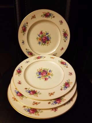 Vintage Set Of 4 Lenox Rose Dinner Plates 10 3/8 "