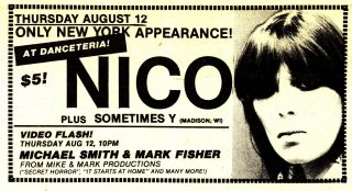 Nico Rare Orig 1982 Nyc Concert Print Ad,  Danceteria,  Velvet Underground 2x5 "
