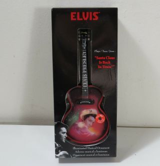 Elvis Presley Illuminated Musical Ornament Guitar - " Santa Claus Is Back In Town "