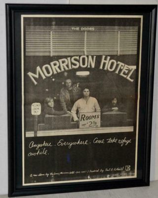 The Doors 1970 Morrison Hotel Promotional Framed Poster / Ad Jim Morrison