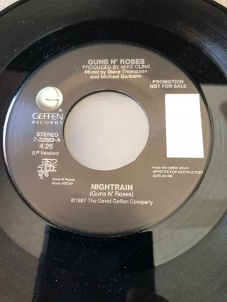 Guns N Roses - Ltd.  Ed.  Promo Only Geffen Single - Nightrain 