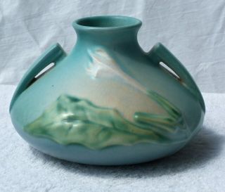 Vintage Roseville Pottery Jug Vase Thornapple 808 - 4 " 2 - Handle Blue