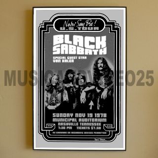 Black Sabbath Van Halen Framed Poster November 19 1978 Nashville Never Say Die