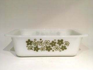 Vintage Pyrex Crazy Daisy Spring Blossom Loaf Pan Dish 813 Green On White Baking