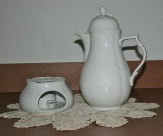 Vintage Kaiser Dubarry Porcelain 5 Cup Coffee Pot & Warmer Stand - W Germany