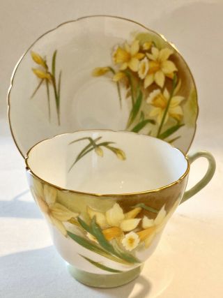 Shelley Teacup And Saucer Dainty English Bone China Daffodil Yellow Flowers