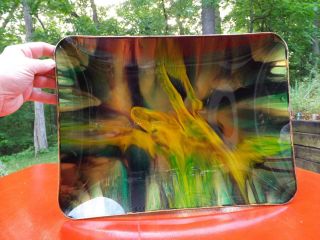 Seetuse Vintage Serving Tray,  Art Glass,  And Pig Skin Stunning To Behold
