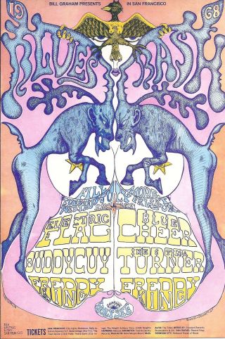 Ike & Tina Turner,  Buddy Guy 1968 Fillmore Bg - 128 Concert Postcard