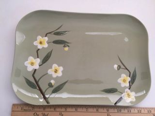 Vintage Weil Ware California Pottery Blossom Celadon Green Platter 13 " Rectangle