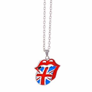 Rolling Stones Union Jack Tongue Metal Pendant Necklace (ro)