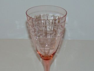 VINTAGE ANTIQUE 1930s ETCHED ART DECO PINK DEPRESSION GLASS WINE CORDIAL GOBLET 2