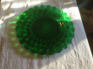 Vintage Forest Green Bubble Glass Anchor Hocking Dinner Plate 9 7/8 "