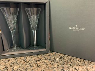 Pair (2) Of Waterford Crystal Lismore Toasting Flutes Glasses