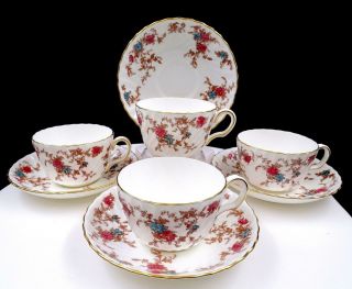 Minton England 5376 Fife Ancestral 8 Piece 2 1/4 " Cups And Saucers 1951 - 1991