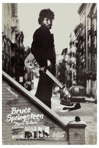 Bruce Springsteen Born To Run Columbia Records Poster 1975 Large 24x36