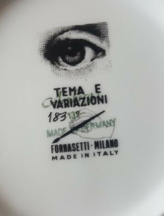 Vintage Piero Fornasetti Tema E Variazioni 183 Plate 