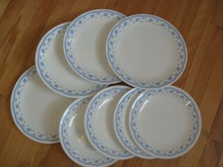 Corelle Morning Blue 4 Dinner 10 1/4 " & 4 Luncheon Plates 8 1/2 "