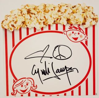 Cyndi Lauper Faux Popcorn Box Signed For Charity.  Very Cool