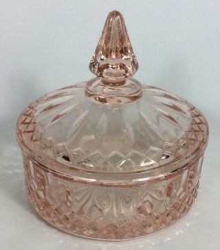 Vintage Pink Covered Candy Dish Indiana Depression Glass 6 " Container