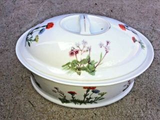 Le Faune,  Fireproof Porcelain,  Made In France,  Lourioux.  Floral Vintage Covered