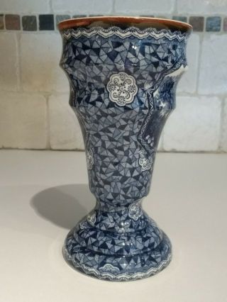 Antique Rare Villeroy & Boch Blue White Flamande Vase Bonn 1920 ' s 3