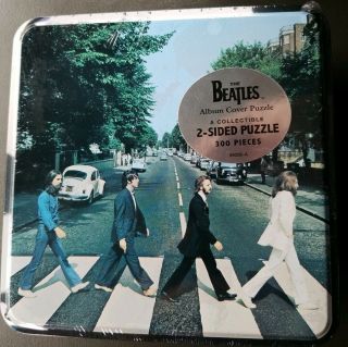 The Beatles 2 Sided Puzzle Abbey Road Album Cover In Tin Box