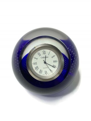 Caithness Scotland Glass Paperweight Clock