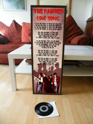 The Damned Love Song Promo Poster,  Lyric Sheet,  Sex Pistol,  Black,  Machine,