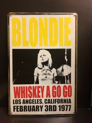 Blondie Whiskey A Go Go 1977 La Concert Poster Vtg Large Metal Sign 40x30 Cm