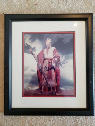 Signed Color Charlton Heston As Moses Framed And Matted 8 " X10 " Photo