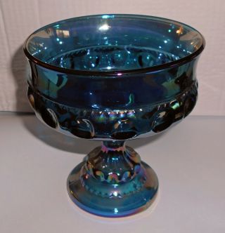 Carnival Glass Large Cobalt Blue Wedding Vase By Indiana