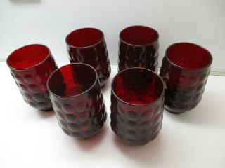 6 " Bubble " Ruby Red Tumblers By Anchor Hocking 4 1/2 " - 9 Oz 1934 - 65