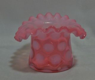Fenton Glass Cranberry Coin Dot Hat Vase