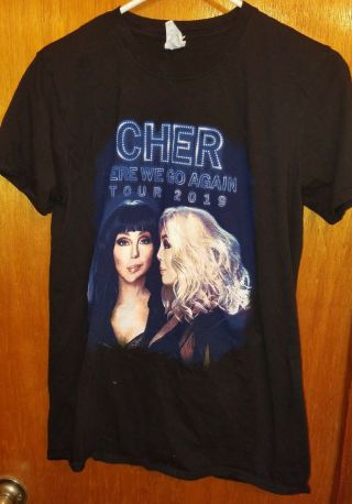Cher " Here We Go Again " Tour Concert Black Short Sleeve T Shirt 2019 Size M