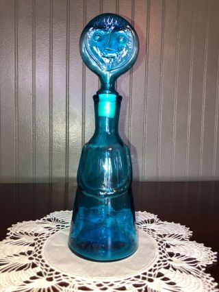 Mcm Eric Hoglund Kosta Boda Glass Face Stopper Figural Decanter Bottle