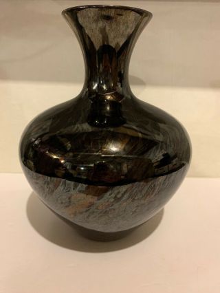 Large Vintage Royal Haeger Usa Art Pottery 12 " Vase Luster Abstract Feathers Mcm