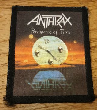 Anthrax Spreading Persistence Of Time Vintage 1980s Sew On Patch Metal Iron Maid