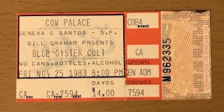 1983 Blue Oyster Cult Dokken Rainbow San Francisco Concert Ticket Stub Blackmore