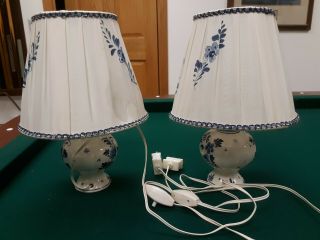 Antique Delft holland blue & white,  lamps and shades,  windmill design 8